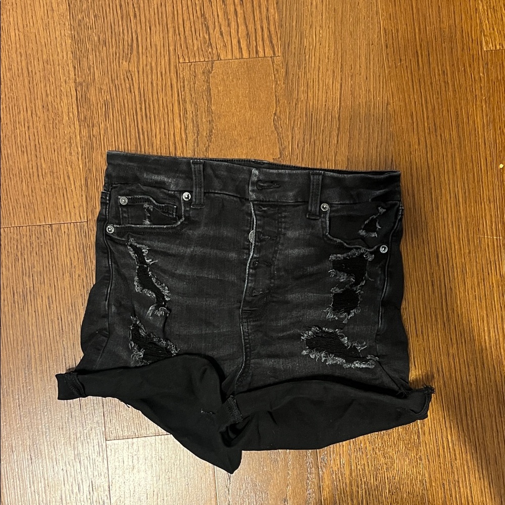 American Eagle Outfitters Black Distressed Jean Shorts